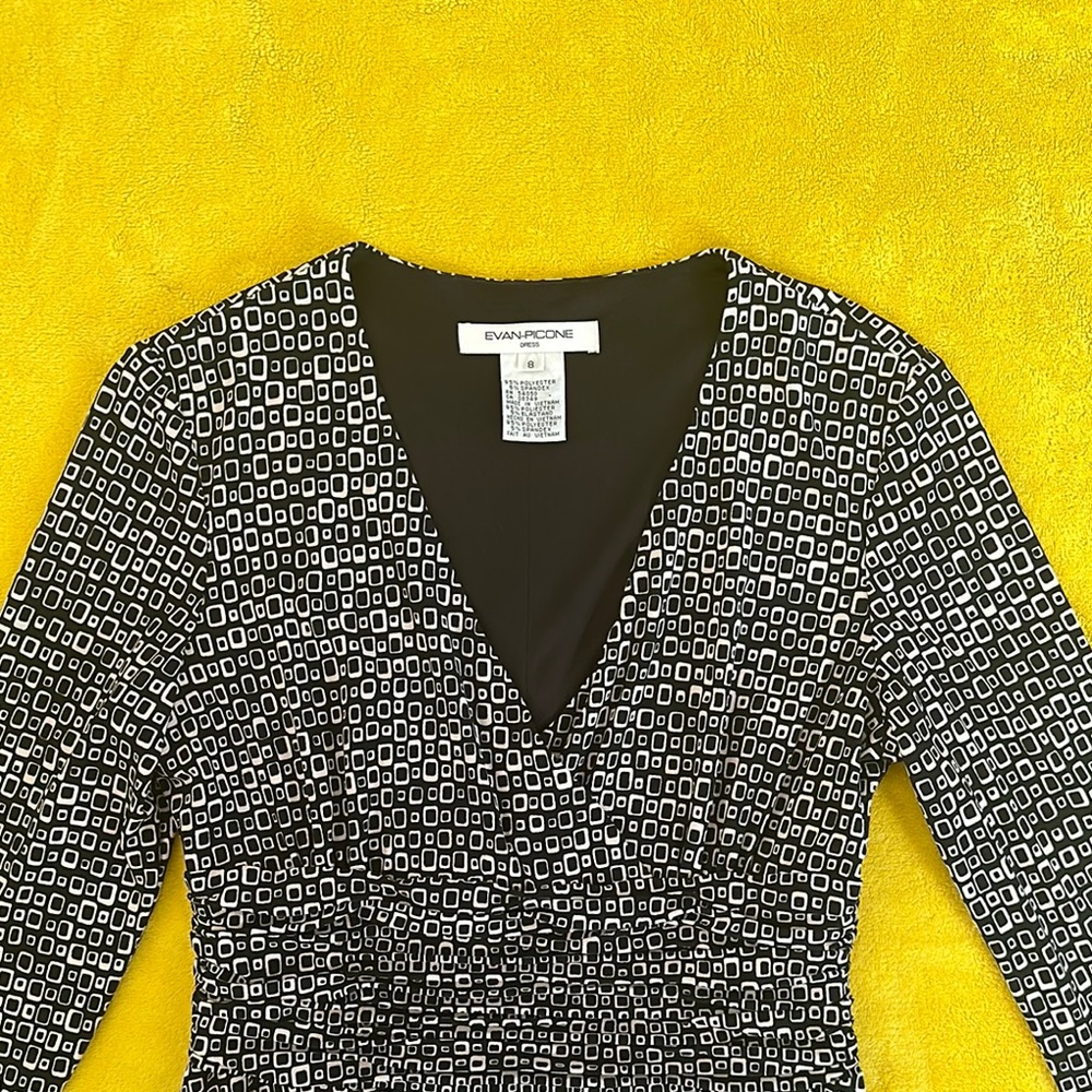 Evan Picone Black and White Geometric Dress